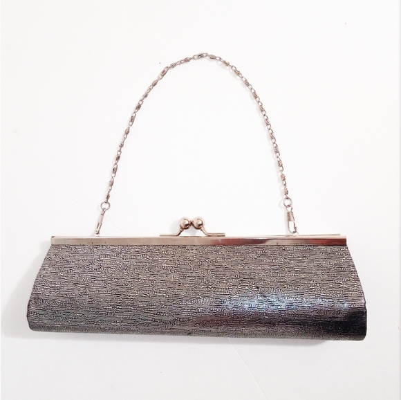 Silver Clutch with Chain Strap Bag - Picture 1 of 5